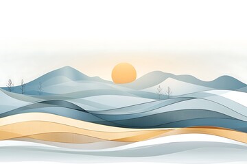 Serene Winter Sunset for Abstract Mountain Landscape.