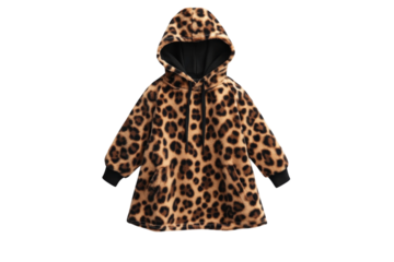 A Stylish Leopard Print Hooded Sweatshirt For Little Ones, Perfect For Playful Days, Featuring A Cozy Fleece Texture And A Relaxed Fit Isolated on Transparent Background