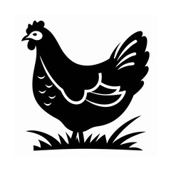 Hen Silhouette Vector – Farm Animal Black Illustration, Hen Icon Vector – Black Silhouette Art, Farm Chicken Silhouette – Poultry Illustration, Hen Logo Design – Rustic Farm Bird Icon

