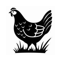 Hen Silhouette Vector – Farm Animal Black Illustration, Hen Icon Vector – Black Silhouette Art, Farm Chicken Silhouette – Poultry Illustration, Hen Logo Design – Rustic Farm Bird Icon
