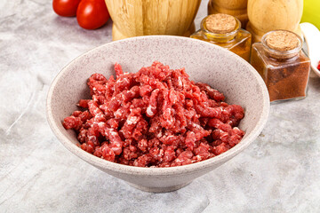 Raw beef minced meat for cooking