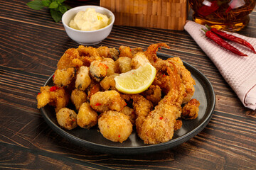 Fritto misto - deep fried seafood mix