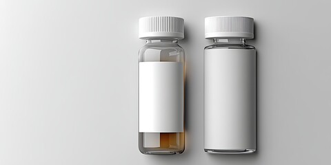 Two glass vials with blank labels.