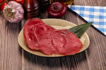 Raw tuna slises sashimi snack