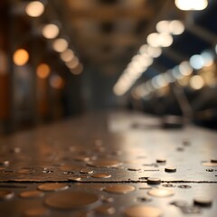 Industrial Factory Floor with Blurred Background and Bokeh Effect
