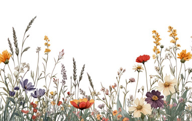 PNG Flowers illustration nature border.