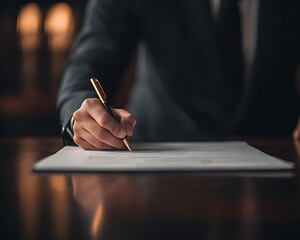 Signing Contract for Office, Night, Business.