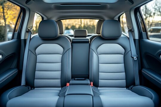 Comfortable and stylish empty seats inside a modern car, ready for passengers