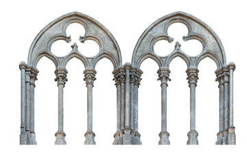 Elements of architectural decoration of buildings with floral ornament. Old arch. Gothic style