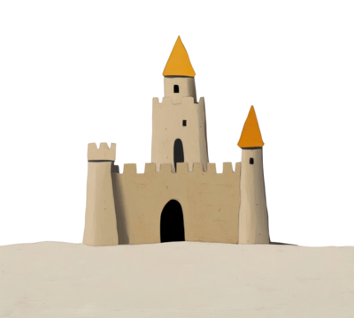 PNG Sand castle illustration beach architecture.