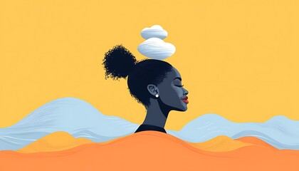 Serene Woman for Desert Dreamscape, Cloud Thoughts.