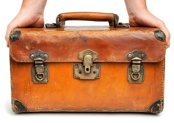 Vintage Leather Suitcase Hands.