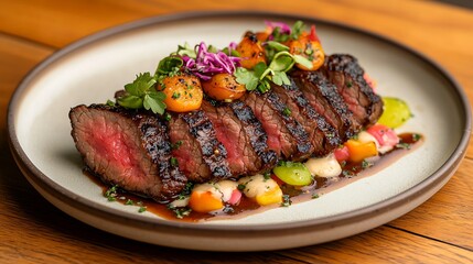 Sliced Steak Dinner for Restaurant Table.