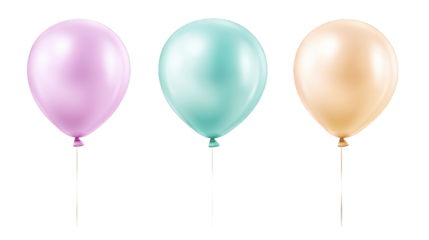 Three Pastel Colored Balloons