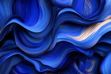 Obraz premium Abstract illustration of flowing blue and gold fluid forms
