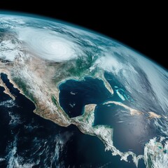 Imagen de la tierra desde el espacio con huracán