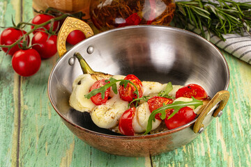 Baked eggplant with cherry and mozzarella
