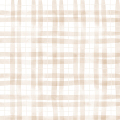 Beige Brown Plaid Gingham Hand Drawn Background Pattern Overlay