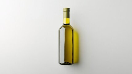 A bottle of olive oil with minimalist packaging, isolated seamlessly on white,