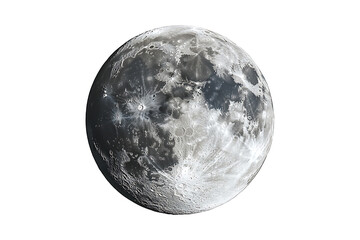Full moon Isolated on White and Transparent Background PNG Image.
