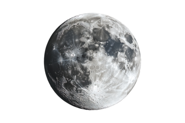 Full moon Isolated on White and Transparent Background PNG Image.