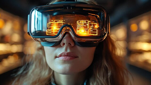 Woman Experiencing Immersive Virtual Reality