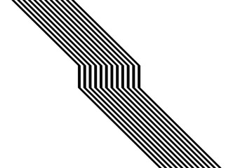 Vector striped pattern of black parallel broken lines on a white background. Modern design element. Vector background in retro style