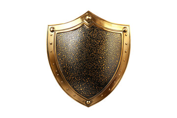 Gold shield Isolated on White and Transparent Background PNG Image.