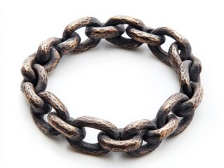 Obraz premium A metal bracelet with textured links, isolated on a seamless white background,