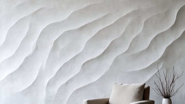 Decoraci&oacute;n de interiores con texturas en la pared y muebles modernos
