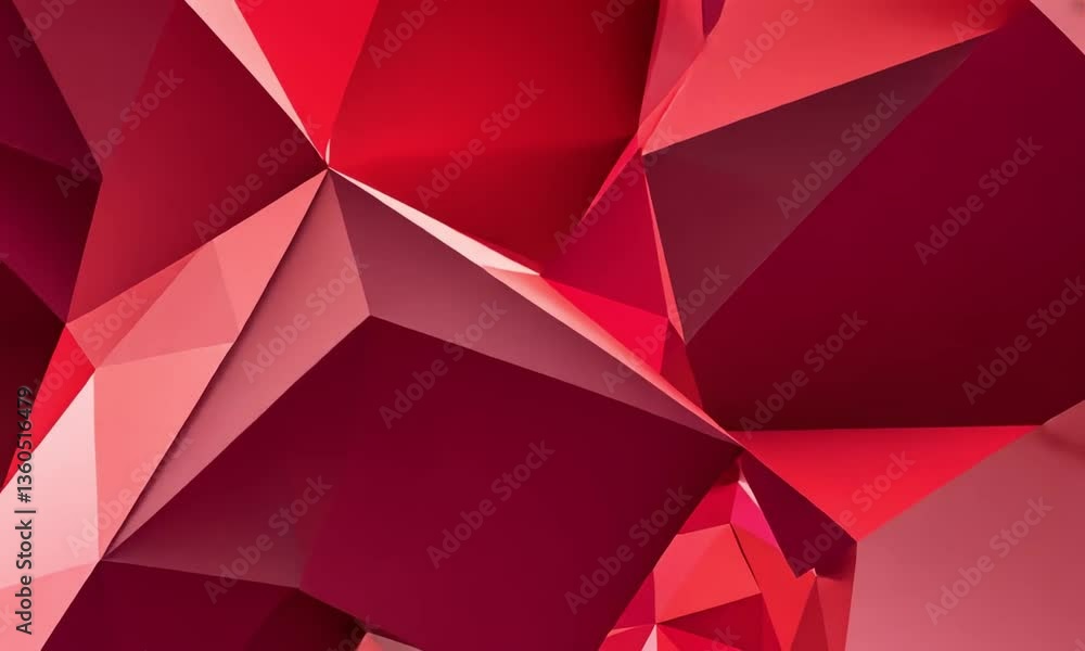 Poster geometric crimson puzzle: a captivating 3d rendering features an intricate puzzle of crimson-toned g