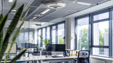 Obraz premium smoke detector installed on office ceiling