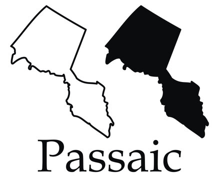 Passaic (New Jersey) city map with black border outline vector