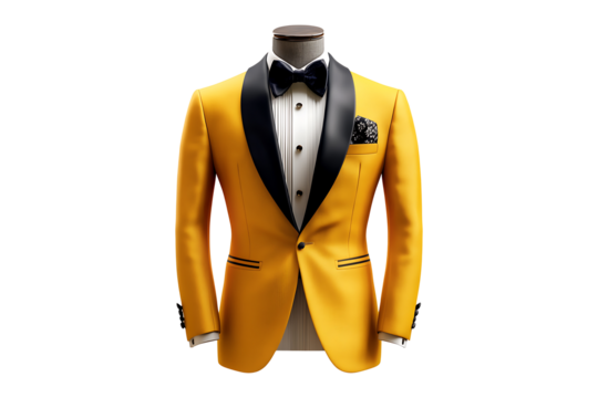 yellow tuxedo suit Isolated on White and Transparent Background PNG Image.