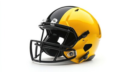 A sports helmet captured at a front angle, sharp details, isolated on white,