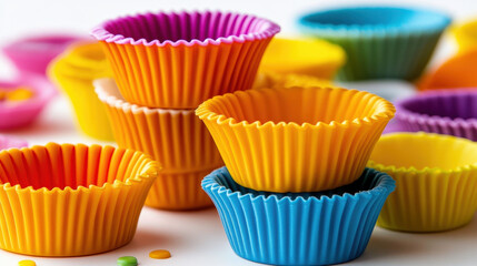 Colorful Silicone Cupcake Liners Ready for Baking