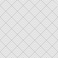 Triangle seamless pattern. Repeating abstract art deco lattice. Black rhomb isolated on white background. Repeating geometric graphic. Repeat reticulated egypt design for prints. Vector illustration