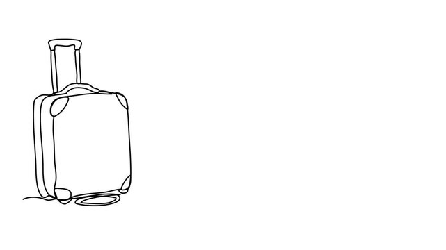 Suitcase. One line drawing animation with alpha channel.