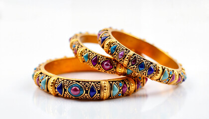 Elegant national decorations featuring colorful bangles on display  