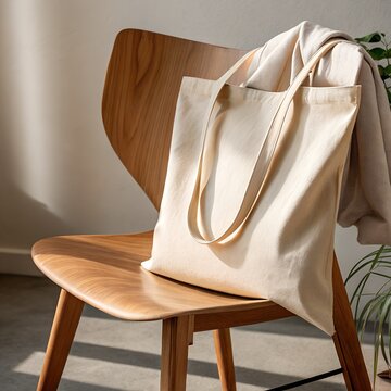 chair on a White toto bag  mock up