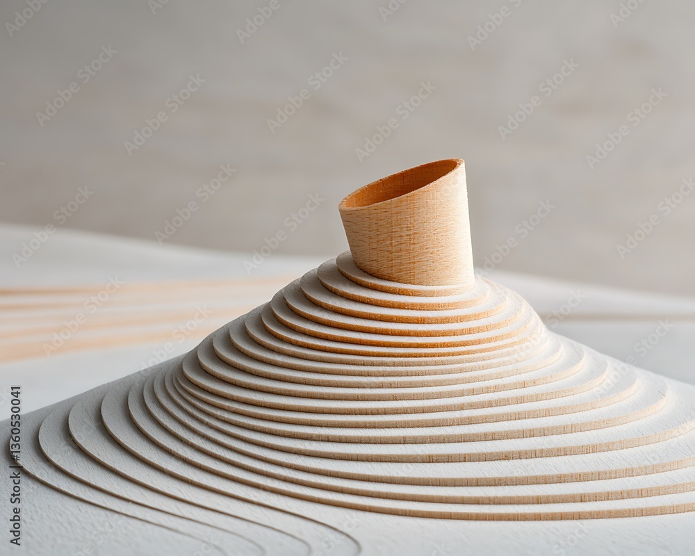 Poster abstract architectural model, layered circles and cone