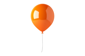 Floating Orange Party Balloon Isolated on White and Transparent Background PNG Image.