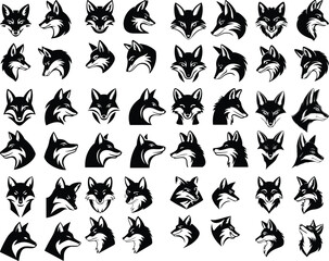 fox head silhouette against white background laughing coyote head silhouette vector illustration
 wolf silhouette on white background