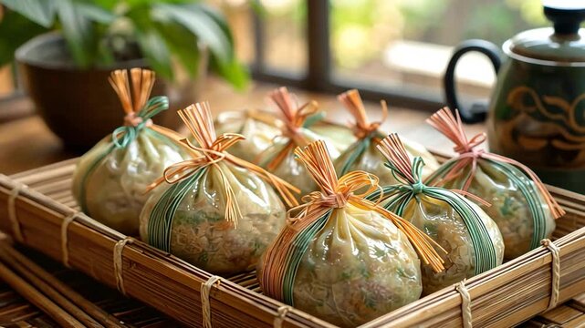 peranakan dumplings (bak chang) video singapore cuisine
