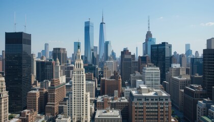 Fototapeta premium Stunning City Skyline View with Skyscrapers and Urban Architecture