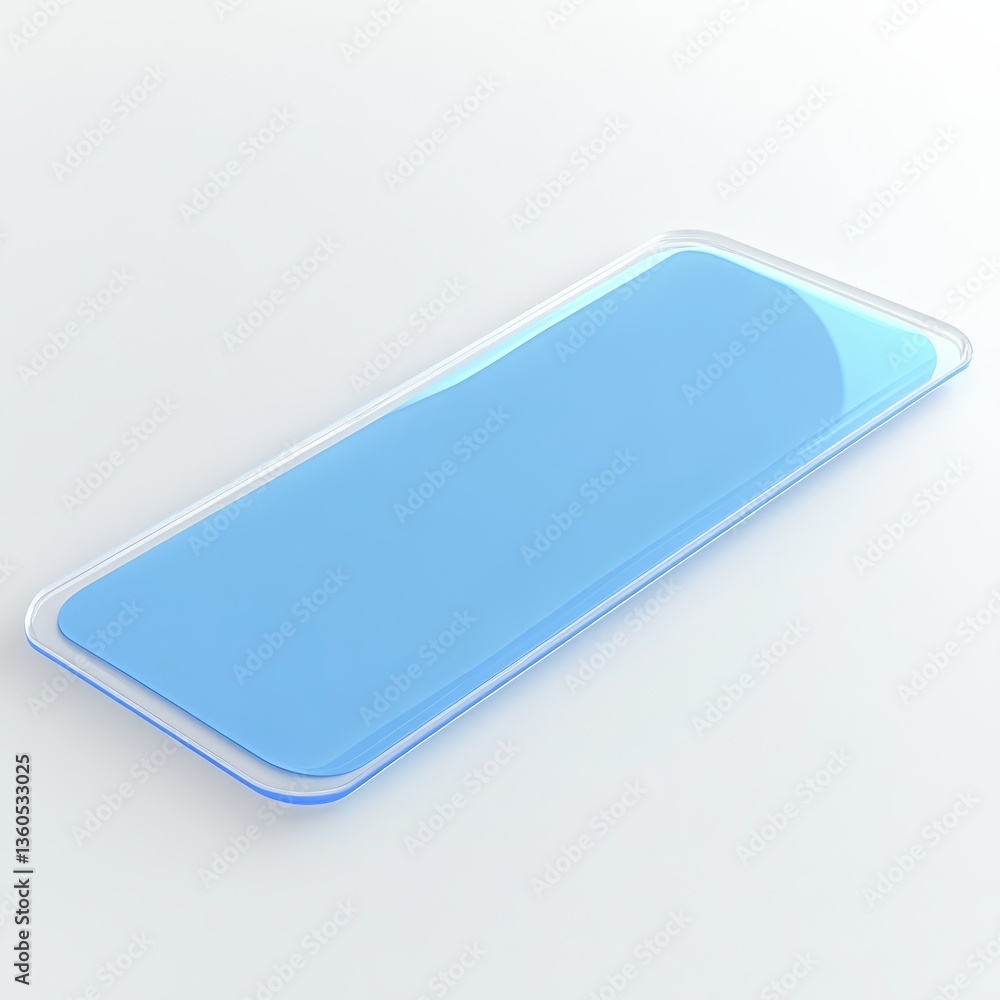 Poster abstract minimalist composition: blue rectangle with transparent border on a clean white background