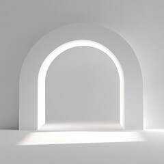 Fototapeta premium Minimalist White Archway with Light, Geometric Design, and Clean Lines for Modern Interior Background