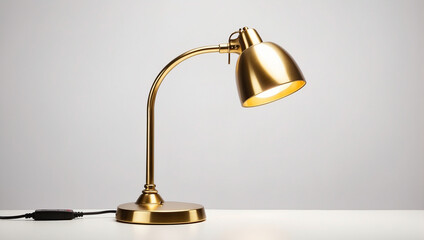 Stylish Gold Brass Desk Lamp Isolated on White Background for Elegant Workspaces