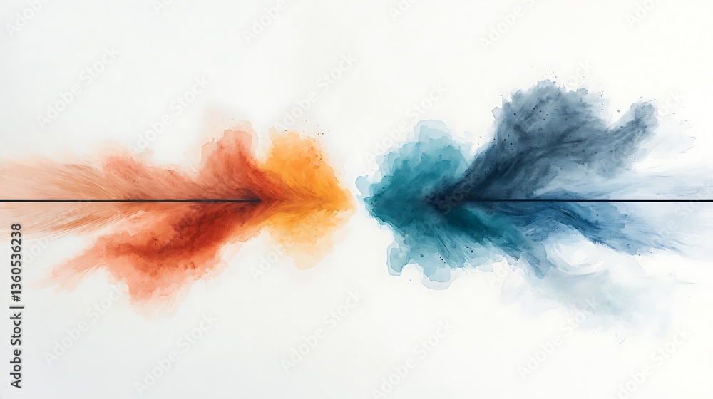 Poster abstract color explosion. two opposing color plumes