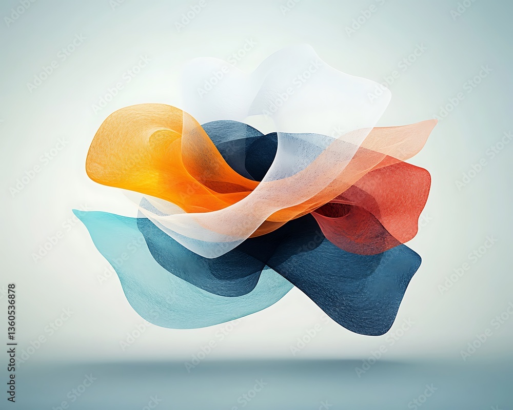 Poster Abstract colorful flowing shapes composition